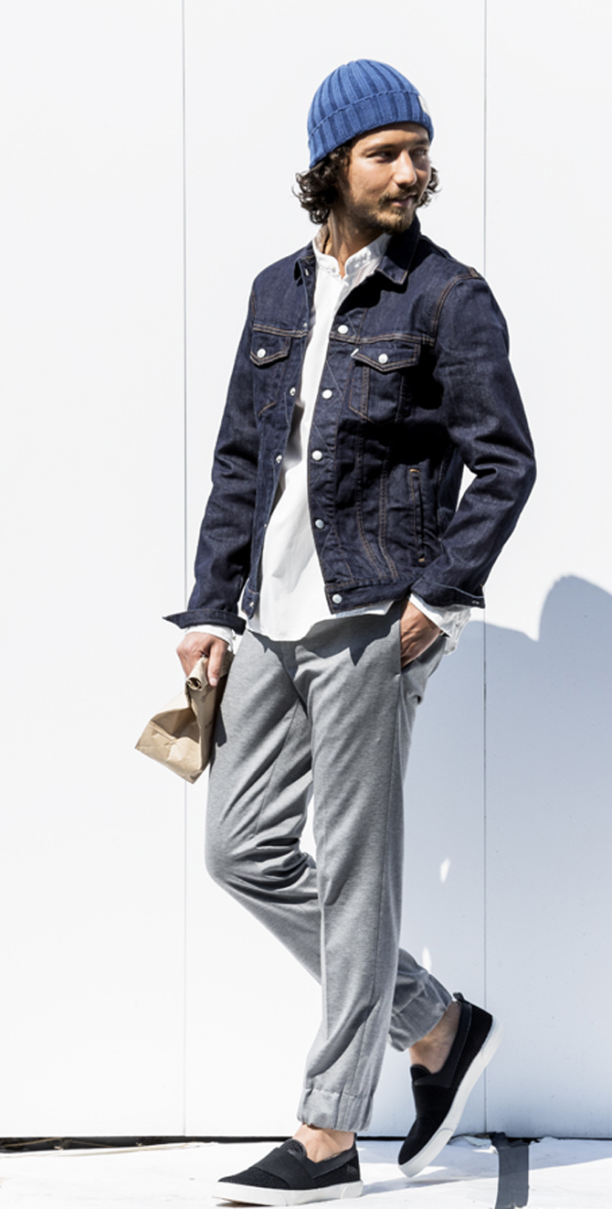 人気コーデ2位 は着回しの効くリブパンツを使用 Men Sjoker Premium メンズファッション雑誌